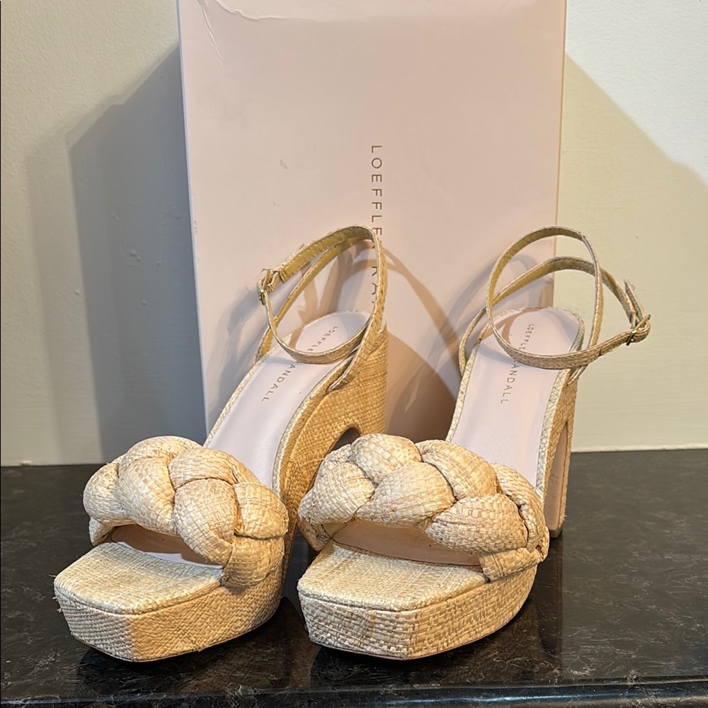 Loeffler Randall Cream Platform Shoes with Braided Design